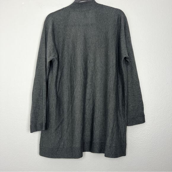 Eileen Fisher | Alpaca Merino Wool Tencel Open Front Gray Lightweight Cardigan L - Picture 4 of 7